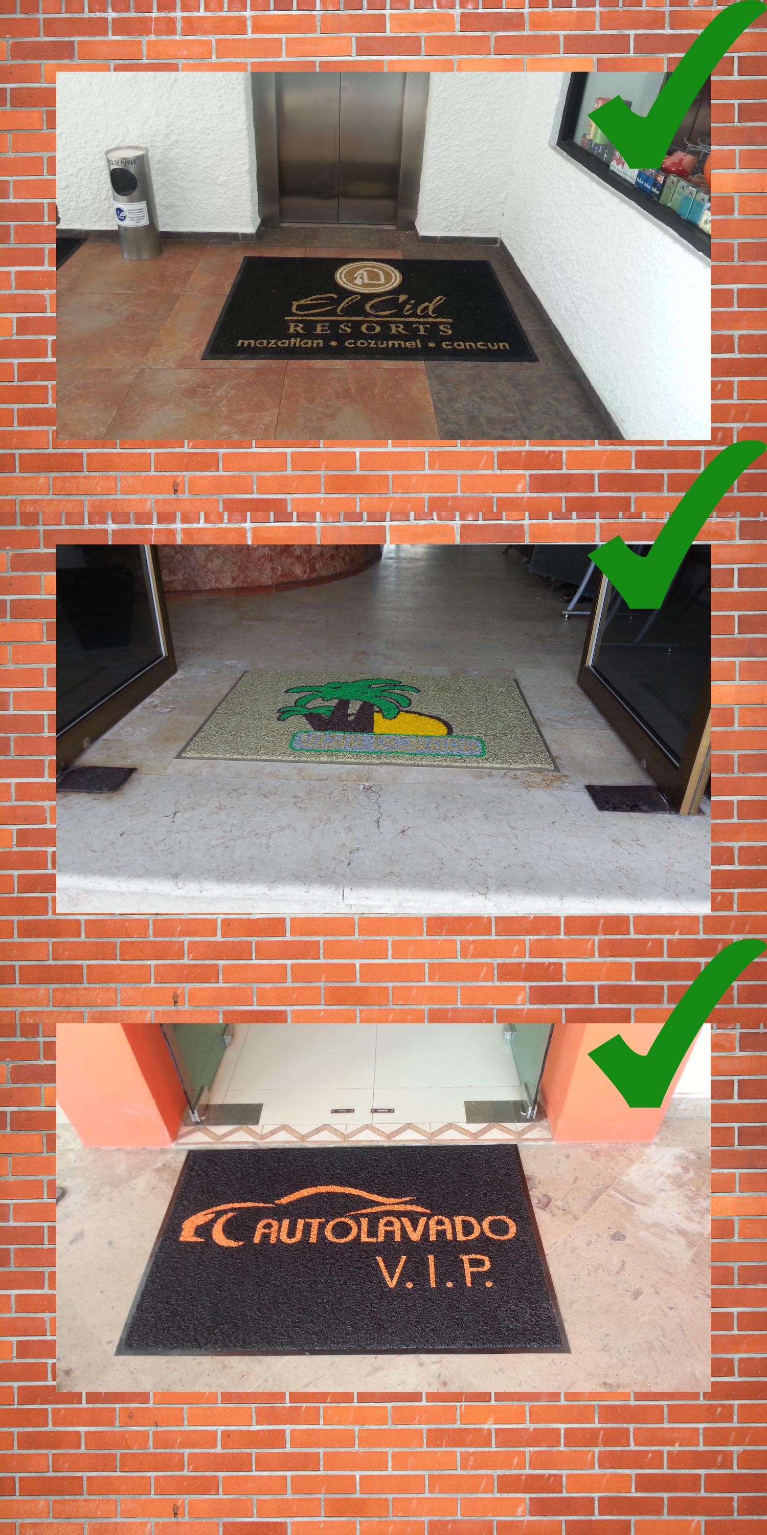 Entrada limpia con tapete personalizado con logotipo TAPSIN