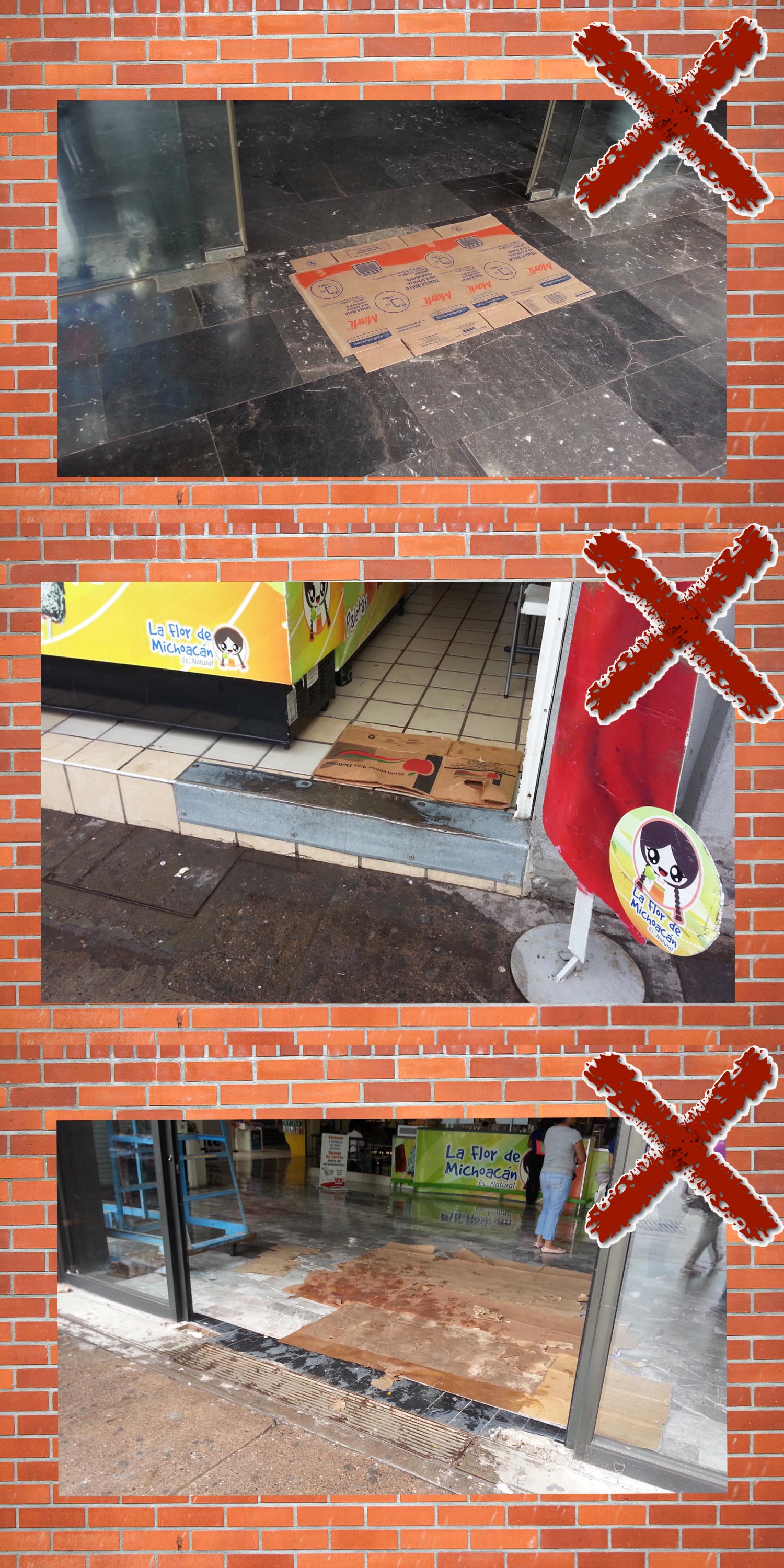 Entrada descuidada sin tapete publicitario de rizo